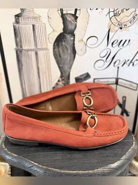 Aerosols Flexible Stitch 'N Turn Comfort Leather Loafers Coral Hazelnut 8M